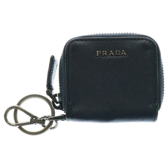 Prada Blue Navy Leather Saffiano Strap Charm Case - Picture 1 of 5